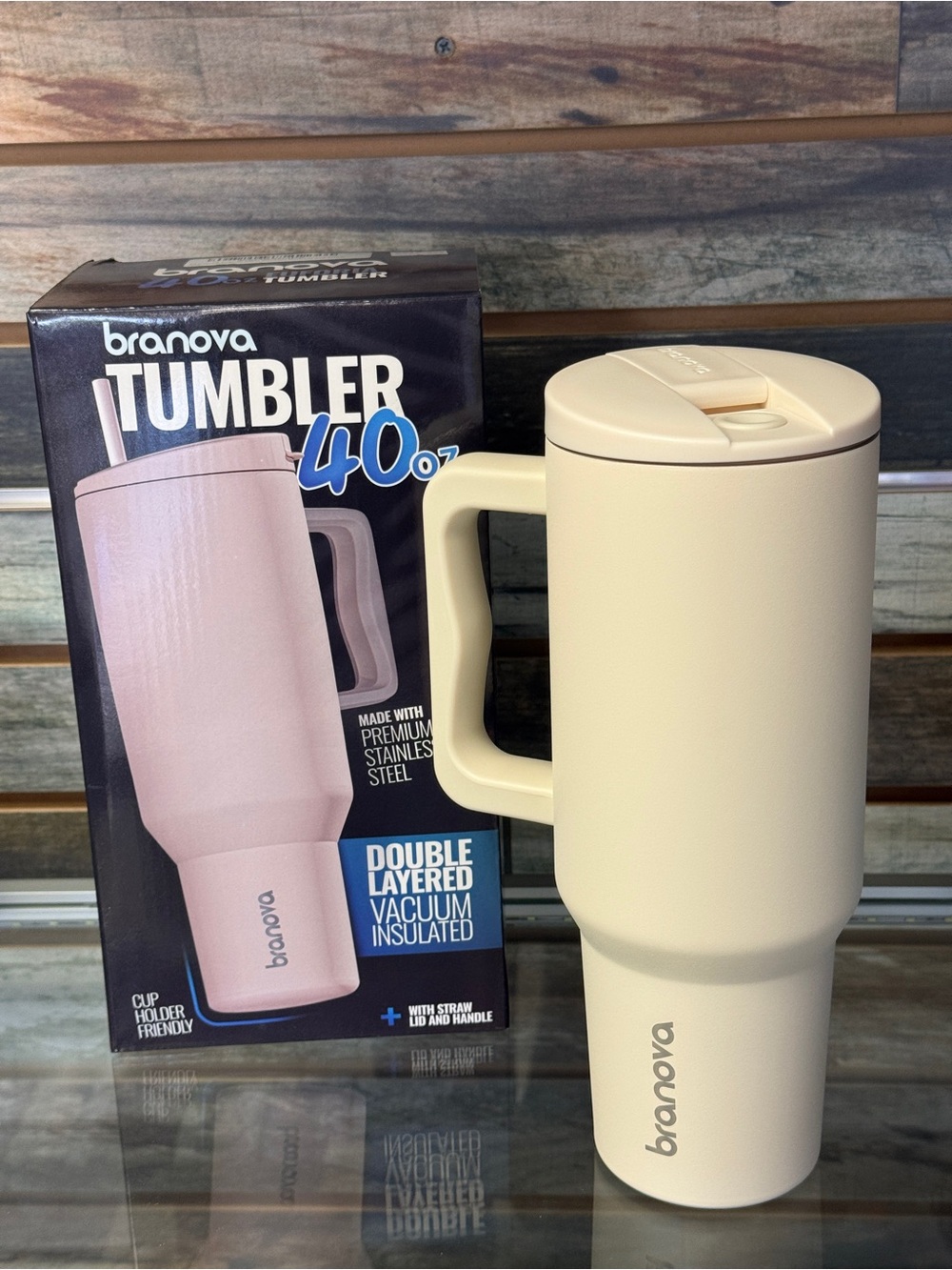 Branova 40oz Cream Insulated Tumbler with Handle